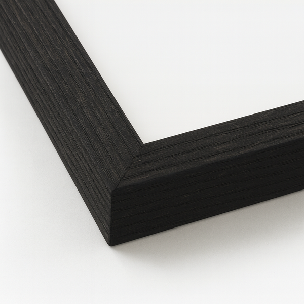 Sort træramme med mat finish og plexiglas – elegant billedramme til plakater, billeder og fotos, perfekt til både farverige og minimalistiske motiver.