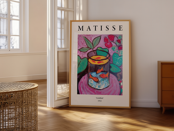 Matisse Goldfish plakat med farverigt motiv af guldfisk i glasvase fra 1912.