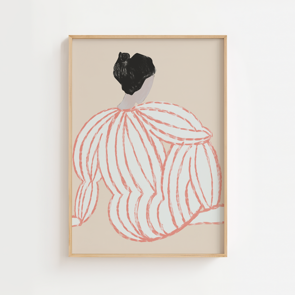 Skab ro og balance i dit hjem med vores Lagom Lady Beige Plakat. Motivet viser en stilfuld silhuet