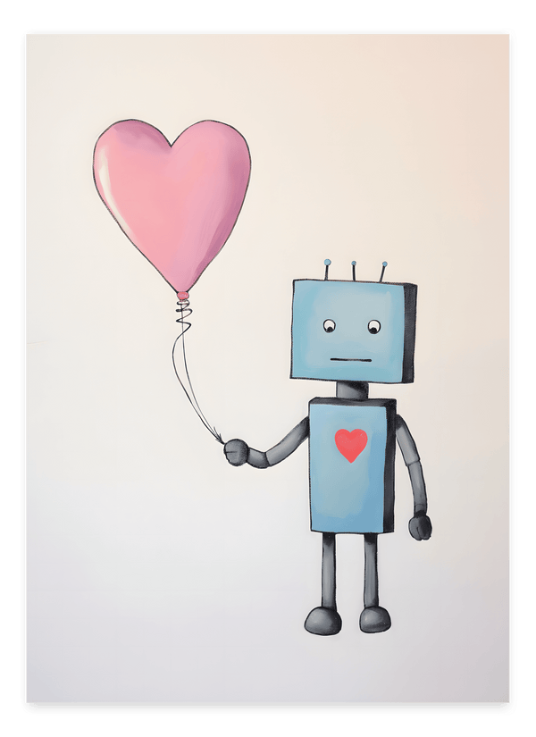 Robot Ballon - Børneplakat | Sjov & Fantasifuld Vægkunst