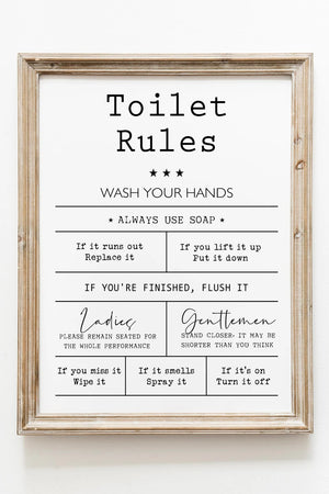 Toilet Rules plakat – Sjov og dekorativ til badeværelset