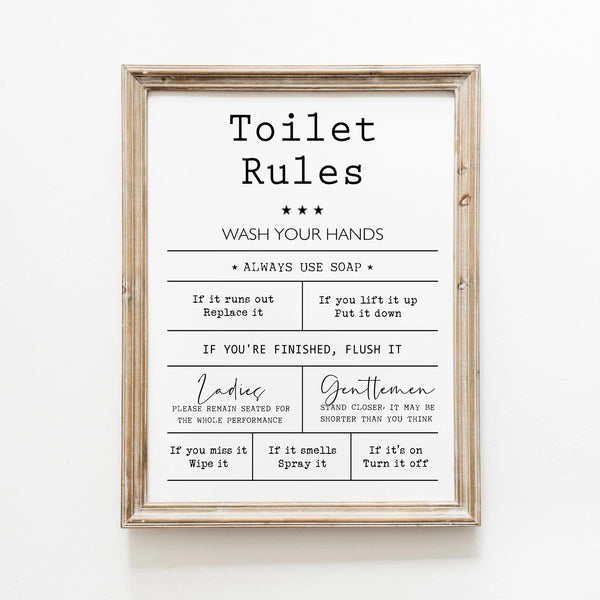 Toilet Rules plakat – Sjov og dekorativ til badeværelset
