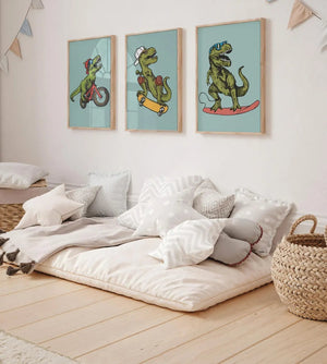 T-Rex På Surfbræt Børneplakat