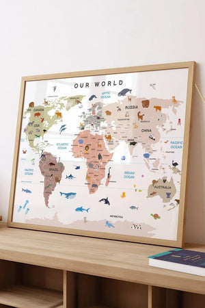 Verdenskort til Børn - Plakat