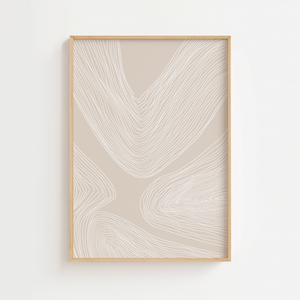 Soft Landscape Lines No.2 moderne plakat med abstrakte linjer i beige og neutrale toner