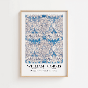 William Morris - Poppy flower with blue leaves Plakat