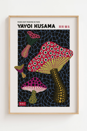 Shroom – Yayoi Kusama Plakat | Farverig og Legende Kunst