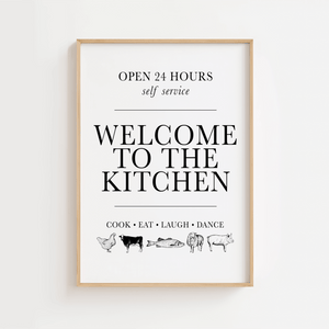 Welcome To The Kitchen Hvid Plakat