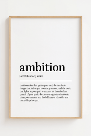 Citat Plakat | "Ambition Definition" motivation til hjemmet 
