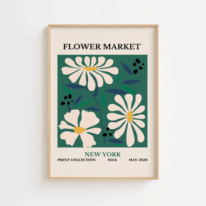 Grøn Flowermarket New York Plakat