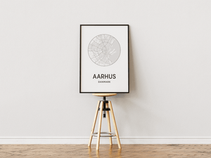 Aarhus kort plakat – Minimalistisk byplakat med stilrent design | Fra 99,-