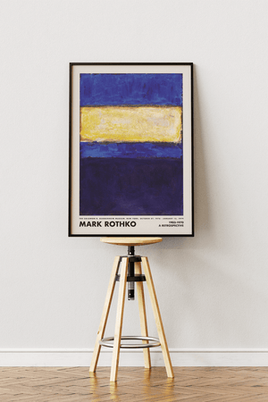 Mark Rothko No.295 plakat med dybe blå og gyldne farvefelter i hans karakteristiske abstrakte maleri-stil.