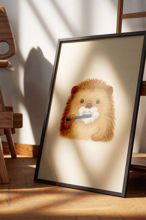 Pindsvin med Tandbørste Plakat