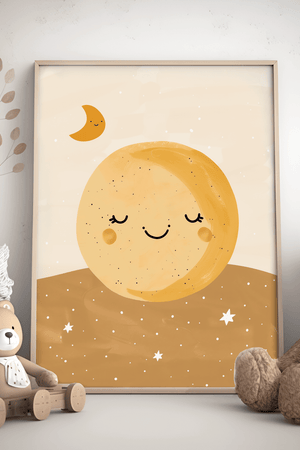 Glad Måne - Børneplakat | Sødt & Drømmende Design til Børn