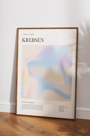 Krebs stjernetegns plakat i farverigt design med moderne grafisk udtryk – perfekt som gave eller til personlig indretning