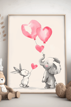 Dyr med balloner -  Børneplakat