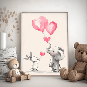 Dyr med balloner -  Børneplakat