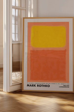 Mark Rothko plakat med abstrakte farvefelter i gul og orange – moderne kunst til hjemmet.