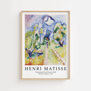 Bring farver, bevægelse og kunsthistorie ind i dit hjem med ‘Promenade des Oliviers’ – Matisse Plakat.