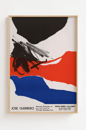 Abstract Colors – José Guerrero plakat med abstrakt kunst i røde, blå og sorte farver fra 1963.
