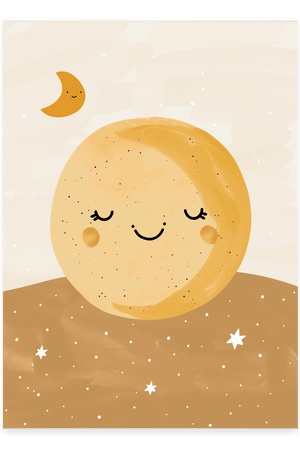 Glad Måne - Børneplakat | Sødt & Drømmende Design til Børn