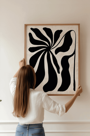 Sort Blomster Plakat