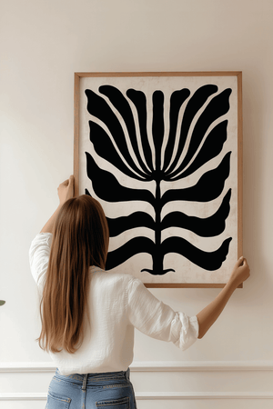 Sort Gren Plakat | Minimalistisk Naturmotiv i Sort Design