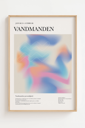 Farverig vandmanden stjernetegns plakat med moderne og kreativt design.