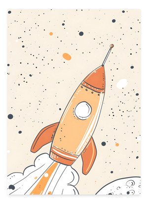Raket til Månen - Børneplakat | Eventyrlig & Fantasifuld Kunst