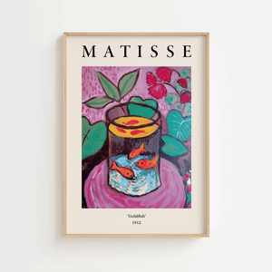 Matisse Goldfish plakat med farverigt motiv af guldfisk i glasvase fra 1912.
