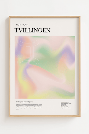 Tvillingen - Farverig stjernetegns plakat