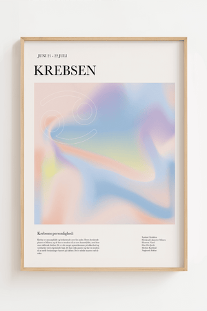 Krebs stjernetegns plakat i farverigt design med moderne grafisk udtryk – perfekt som gave eller til personlig indretning