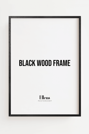 Sort træramme med mat finish og plexiglas – elegant billedramme til plakater, billeder og fotos, perfekt til både farverige og minimalistiske motiver.