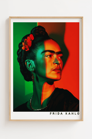 Rød & Grøn Portræt – Frida Kahlo Plakat