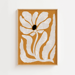 Orange Sommerblomst Plakat med varme nuancer og blødt blomstermotiv. Tilføj et strejf af sommer og retro til din boligindretning.