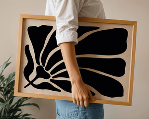 Sort Blad Plakat | Elegant Plakat med Grafisk Bladmotiv