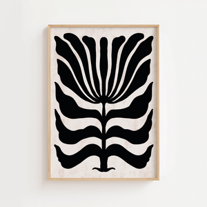 Sort Gren Plakat | Minimalistisk Naturmotiv i Sort Design

