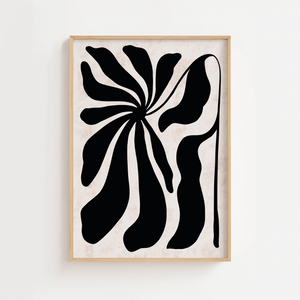 Sort Blomster Plakat