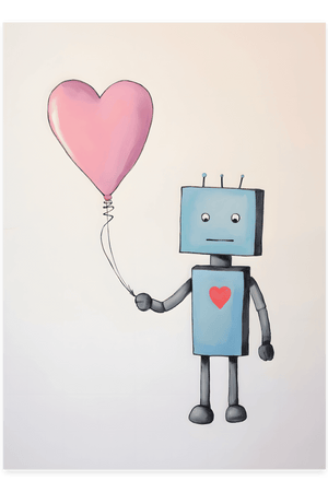 Robot Ballon - Børneplakat | Sjov & Fantasifuld Vægkunst