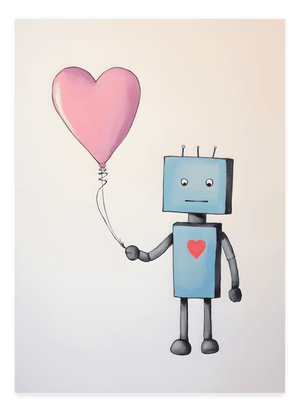 Robot Ballon - Børneplakat | Sjov & Fantasifuld Vægkunst