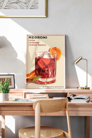 Negroni Ingredients Ellens ShopOplev dybden af en klassisk Negroni med vores plakat 'Negroni Ingredients' fra vores Cocktails/Drinks kollektion. Udforsk de unikke smagsnuancer af gin, Campari og vermouth, fanget i en kunstnerisk sammensætning. Tilføj et strejf af cock