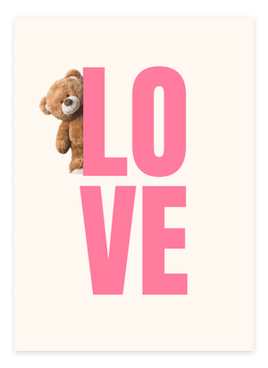 Teddy Love - Pink Plakat | Sød & Trendy Vægkunst