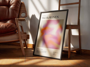 Farverig skorpion stjernetegns plakat med kunstnerisk og moderne illustration