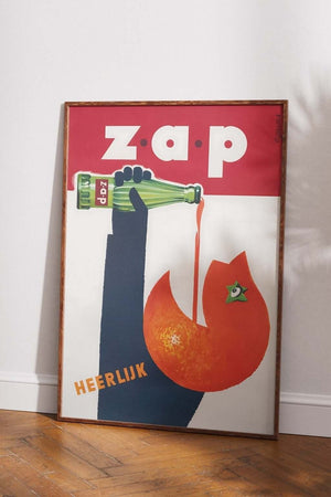 "Zap Appelsinjuice Plakat – Vintage Reklamestil"