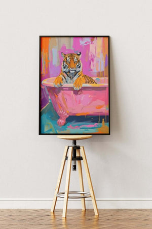 Tiger In Bath - Pink Plakat