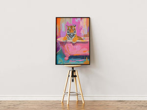 Tiger In Bath - Pink Plakat