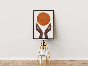 Abstract Hands & Sun Plakat