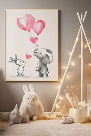 Dyr med balloner -  Børneplakat