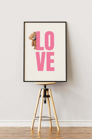 Teddy Love - Pink Plakat | Sød & Trendy Vægkunst