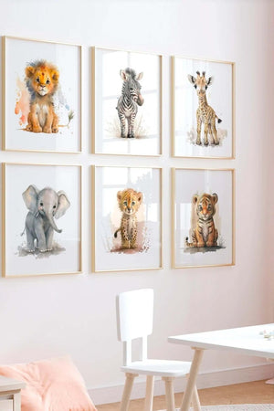 Plakatvæg af børneplakater med dyr